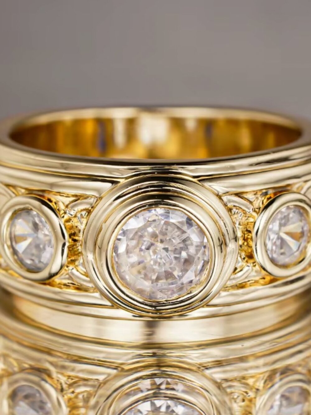 NEW 14k Yellow Gold Diamond Ring Gold Eternity Diamond Ring - Picture 3 of 6